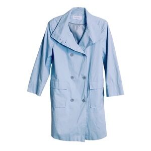 Calvin Klein Powder/Baby Blue Double Breasted Soft Cotton Blend Trench Coat sz L